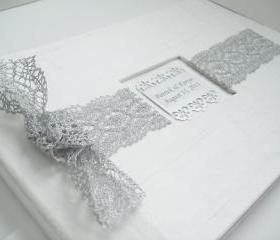 Wedding Guest Book/Photo Album w/Silver French Lace (Custom Colors Available)