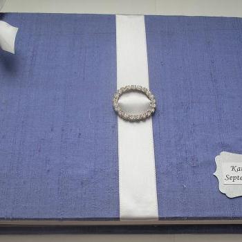 Wedding Guest Book/Photo Guestbook/Wedding Album w/Rhinestone Brooch (Custom Colors Available)